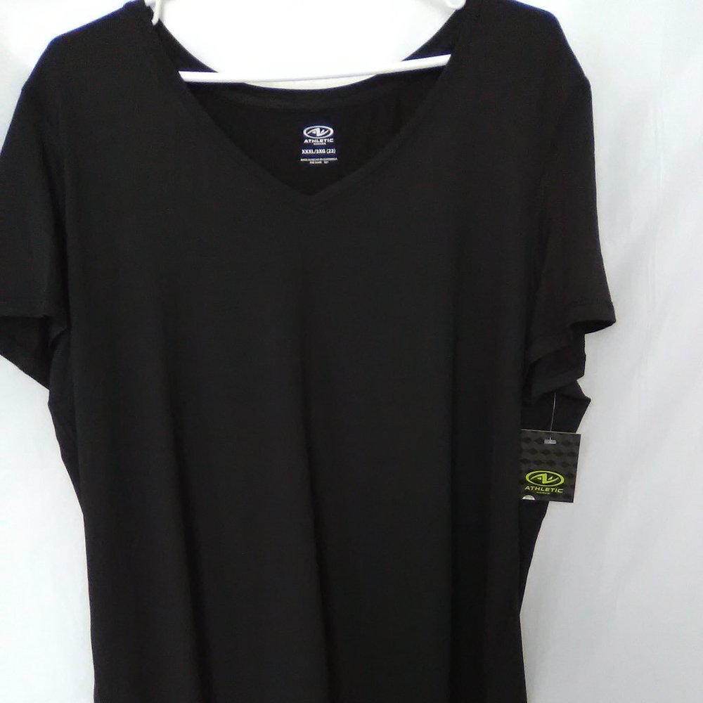 Athletic Works Women's V Neck Short Sleeve T-shirt Color Black Size 3XL